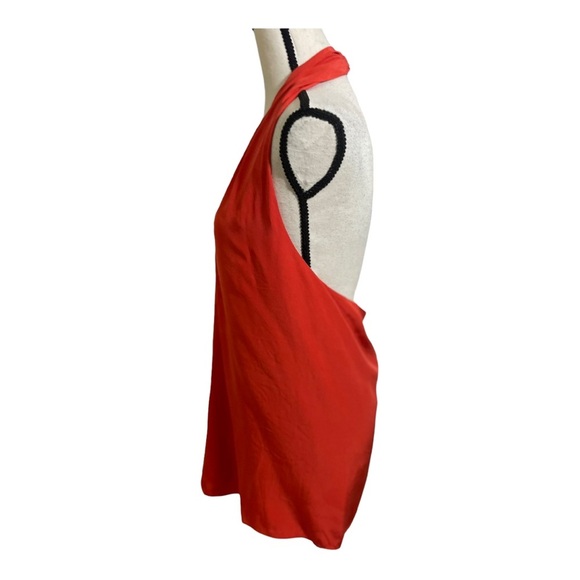 Drew womens silk V front neck button tie ope. Back orange blouse size Small - Picture 9 of 12